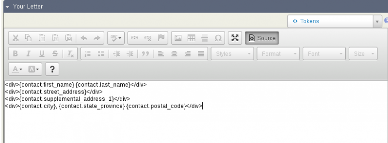 Tokens with div tag